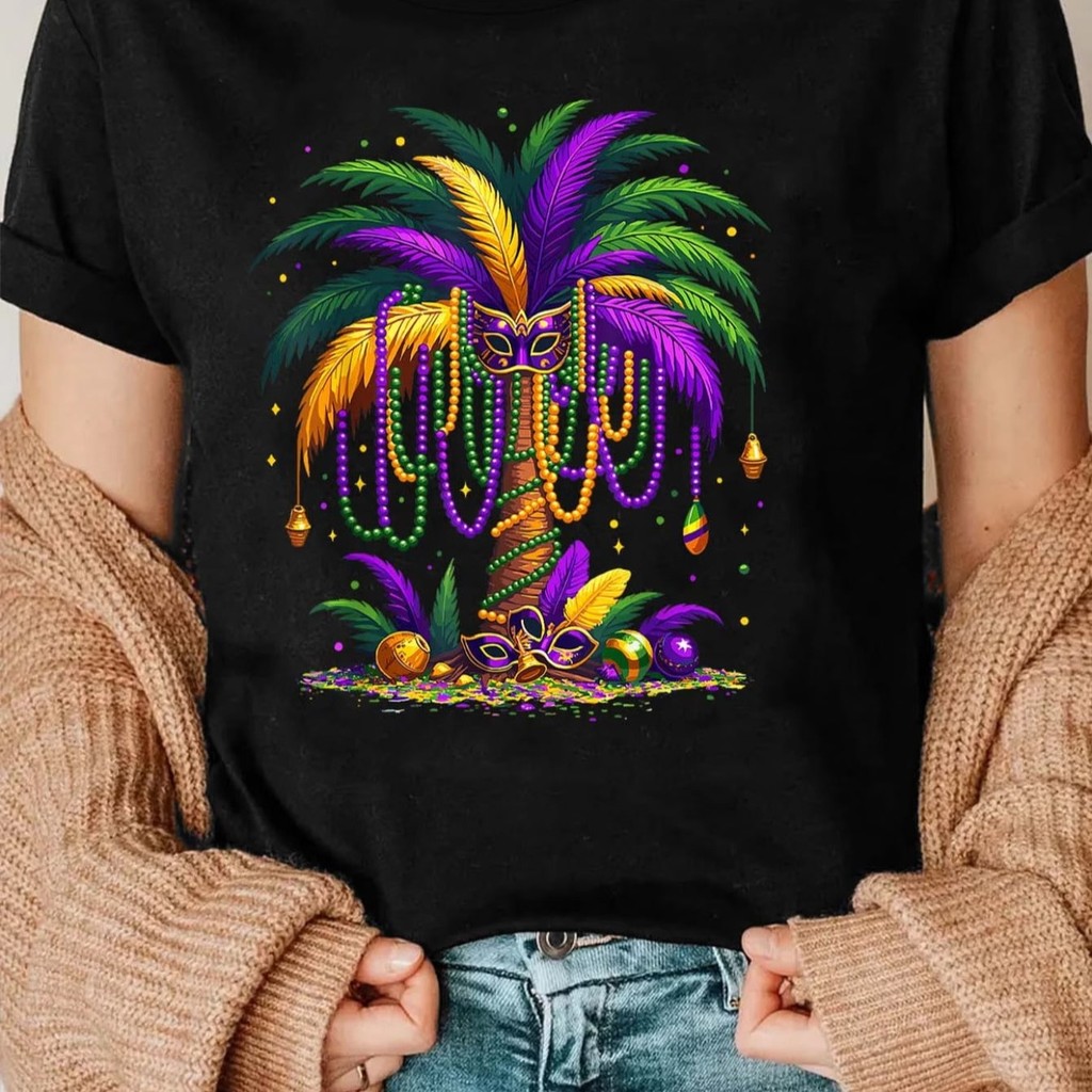 Tshirt Feminina Estilosa Camisa Estampada Carnaval Enfeites e Máscaras Estampada Lançamento Mais Barato