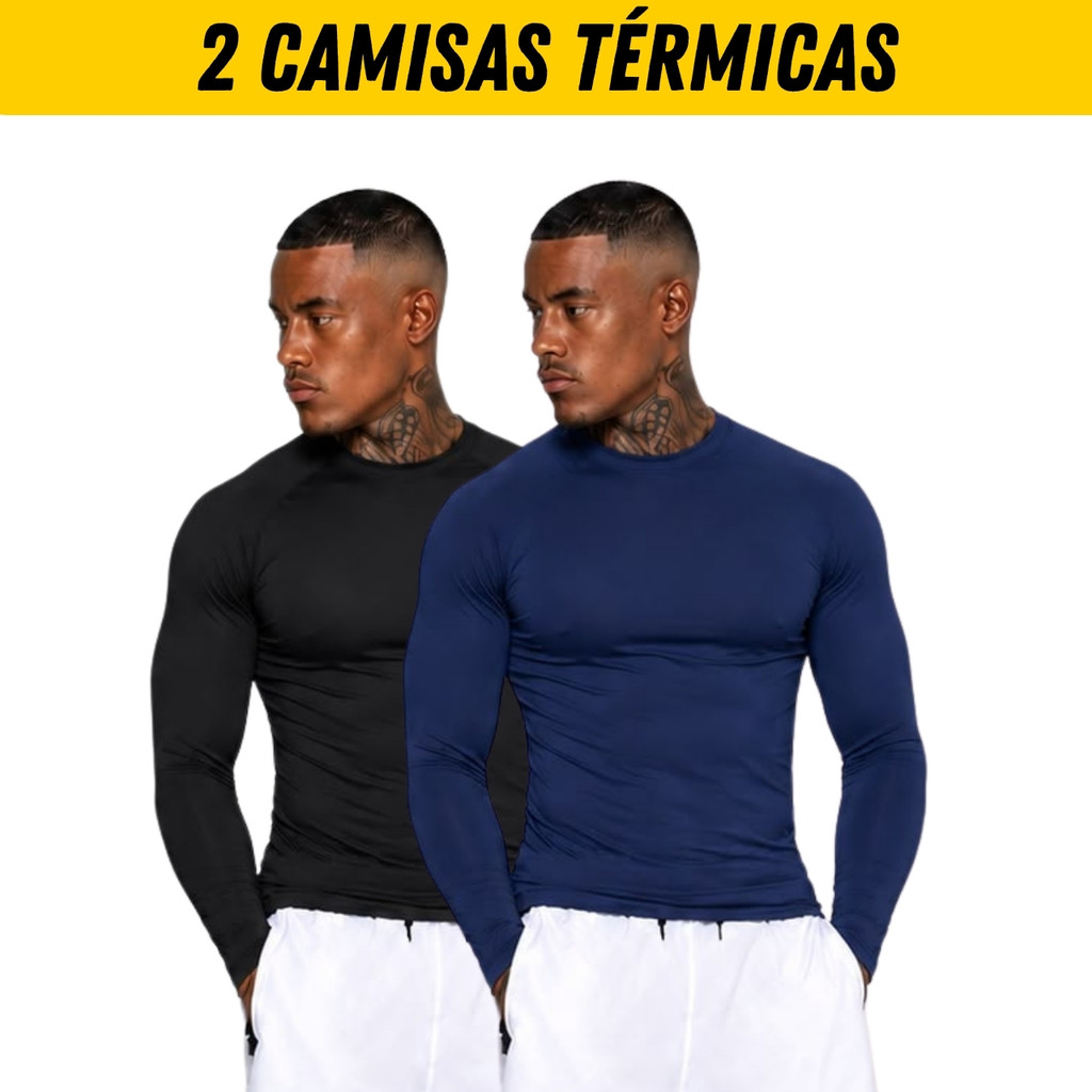 Kit 2 Camisa Masculina Térmica Proteção Solar Segunda Pele Manga Longa