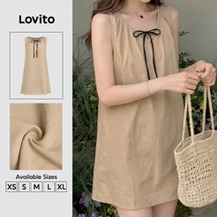 Lovito Vestido Casual Cáqui para Mulheres Relaxante e Confortável para primavera/verão DRK8P1D982