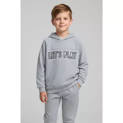 Blusão Infantil Menino Texturizado Com Capuz Elian Cinza
