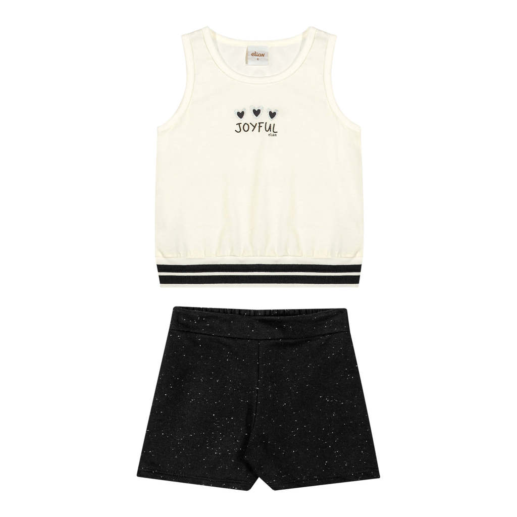 Conjunto Curto Infantil Menina Joyful Elian Bege