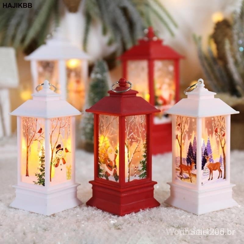 Natal Globo De Neve Lanterna A Pilhas LED Luz Água Brilhante Santa Boneco Pendurado Noite Lâmpada Férias Hom