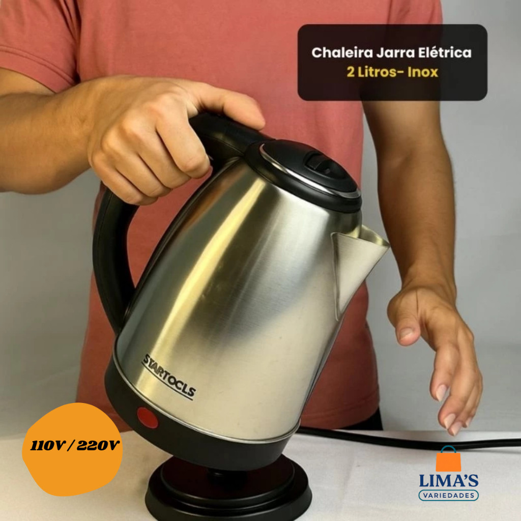 Chaleira Elétrica 2,0 Litros Jarra Inox Ideal para Chá, Café, Chimarrão Desligamento Automático