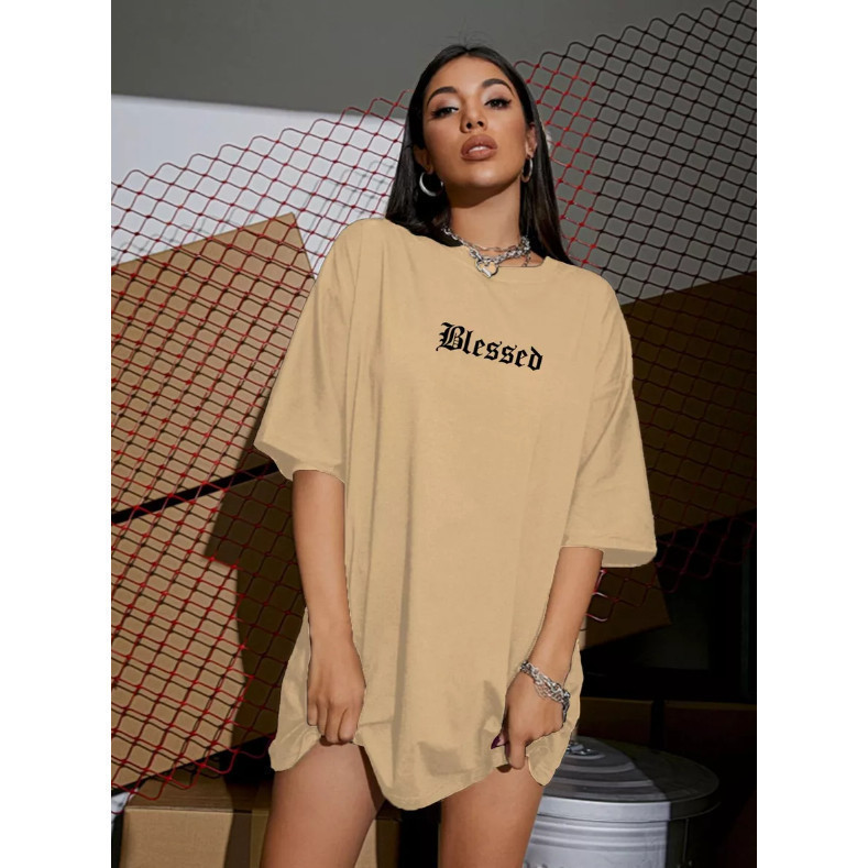 Camiseta Streetwear Oversized Feminina Style Estampada Blessed Aesthetic envio imediato