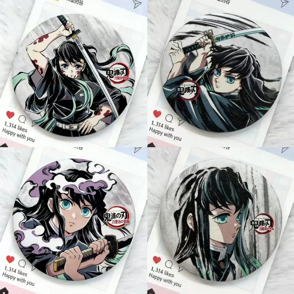 Demon Slayer Mercadoria caseira de alto valor Tokito Muichiro Bar Anime Badge Coleção de broche de folha de flandres