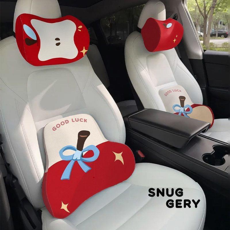Espuma de memória encosto de cabeça do carro travesseiro de carro almofada lombar dos desenhos animados bonito almofada 
