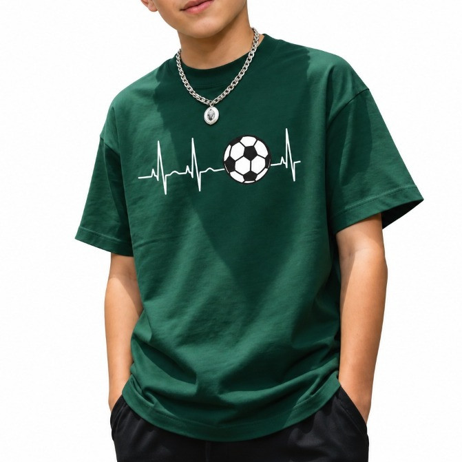 Camiseta infantil Crianças Unissex Futebol Estampada Gola Redonda Camisa 100% Algodão Algodão