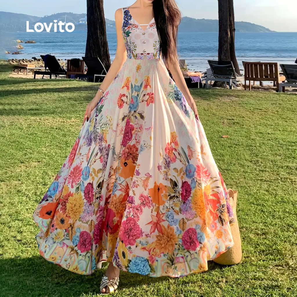 (New) Lovito Vestido Férias com Laços Primavera/verão para Mulheres Bordado L149LD474 — imagem 2 de 2
