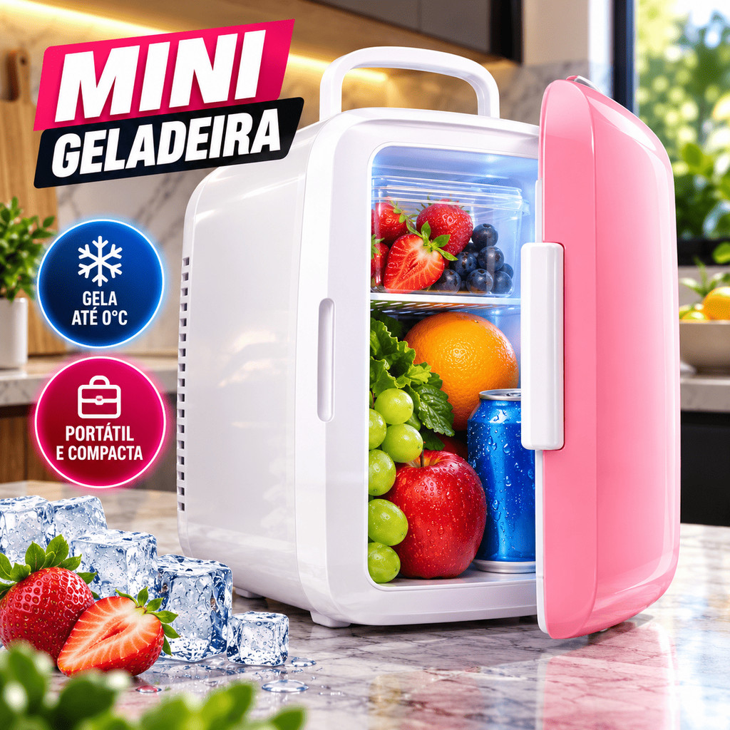 Mini Geladeira Portátil Refrigeração Para Skincare 4L Conector 12V Automotivo E Casa Profissionais Sistema 2 Em 1 Duplo