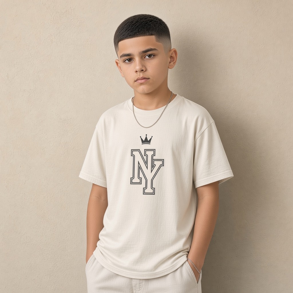 Camiseta Infantil e Jovem Estampada Coroa NY 100% Algodão Premium Criança Personalizada Unissex Blusa Camisa Jovem