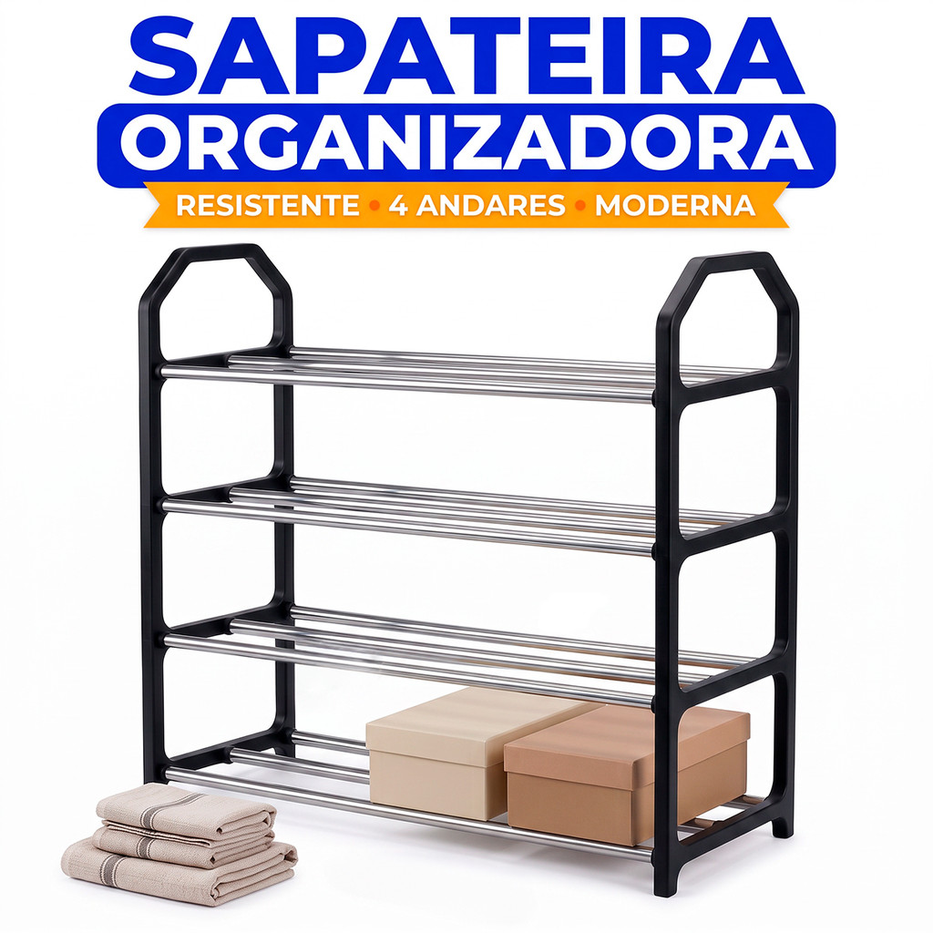 Sapateira Organizadora 4 Andares Multiuso Desmontável Porta Sapatos Tênis Calçados Hercos