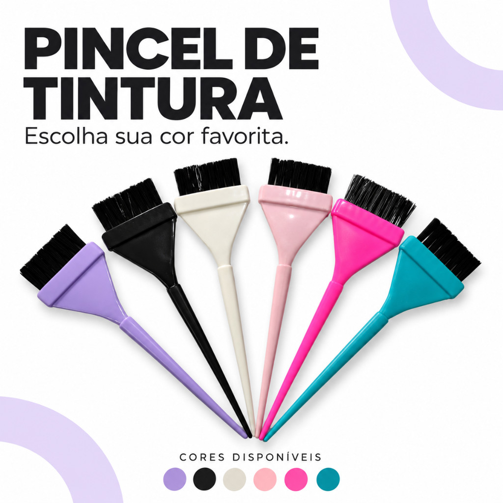 Pincel para Tintura de Cabelo Profissional Beauty Flash Aplicação de Coloração Salão Diversas Cores