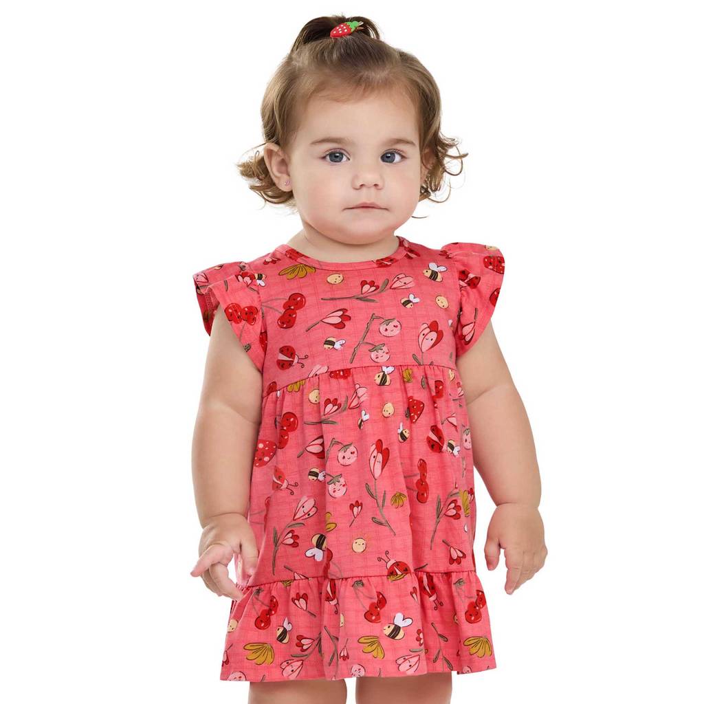 Vestido Bebê Menina Xadrez Lúdico Elian Rosa