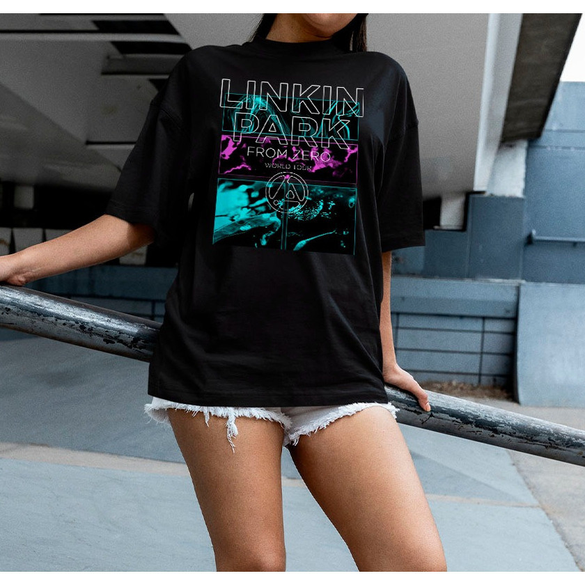 [Camiseta Premium em Algodão Puro]NVR Camiseta Básica e Oversized Algodão Linkin Park From Zero World Tour Unissex
