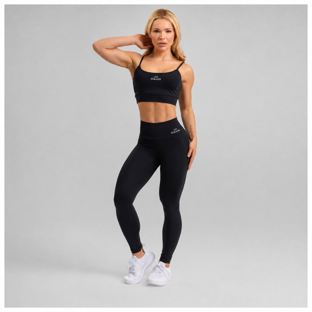 Conjunto Fitness Feminino Top + Legging Poliamida Premium Zero Transparência Compressão Cós Alto Academia Treino Corrida