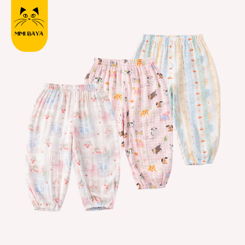 Meninas dos desenhos animados impresso Mosquito calças crianças calças de verão Casual All-Match estilo fino bebê menina