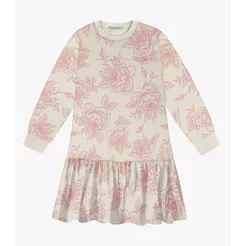 Vestido Manga Longa Menina Trick Nick Bege