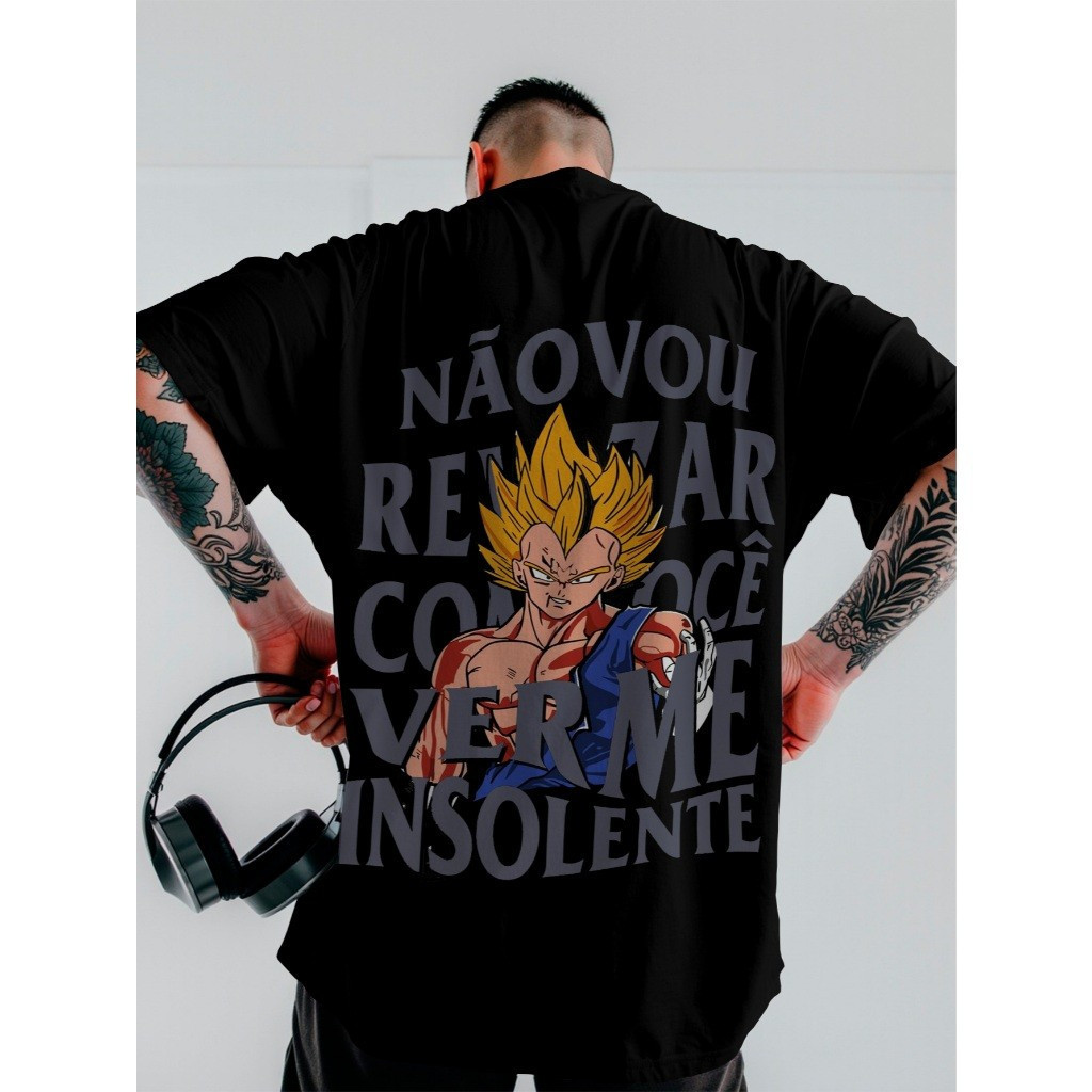 [Camiseta Premium em Algodão Puro]VOR Camisa Camiseta Vegeta Verme Insolente Academia Oversized Streetwear ref-3808 Dtf