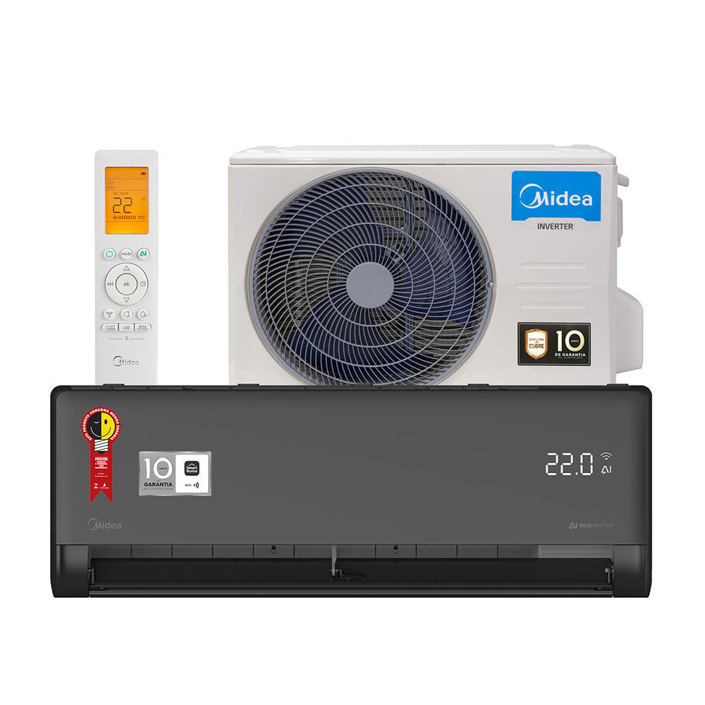 Ar Condicionado Split 18000 BTUs Inverter AI Ecomaster Preto Grafite Q/F Midea