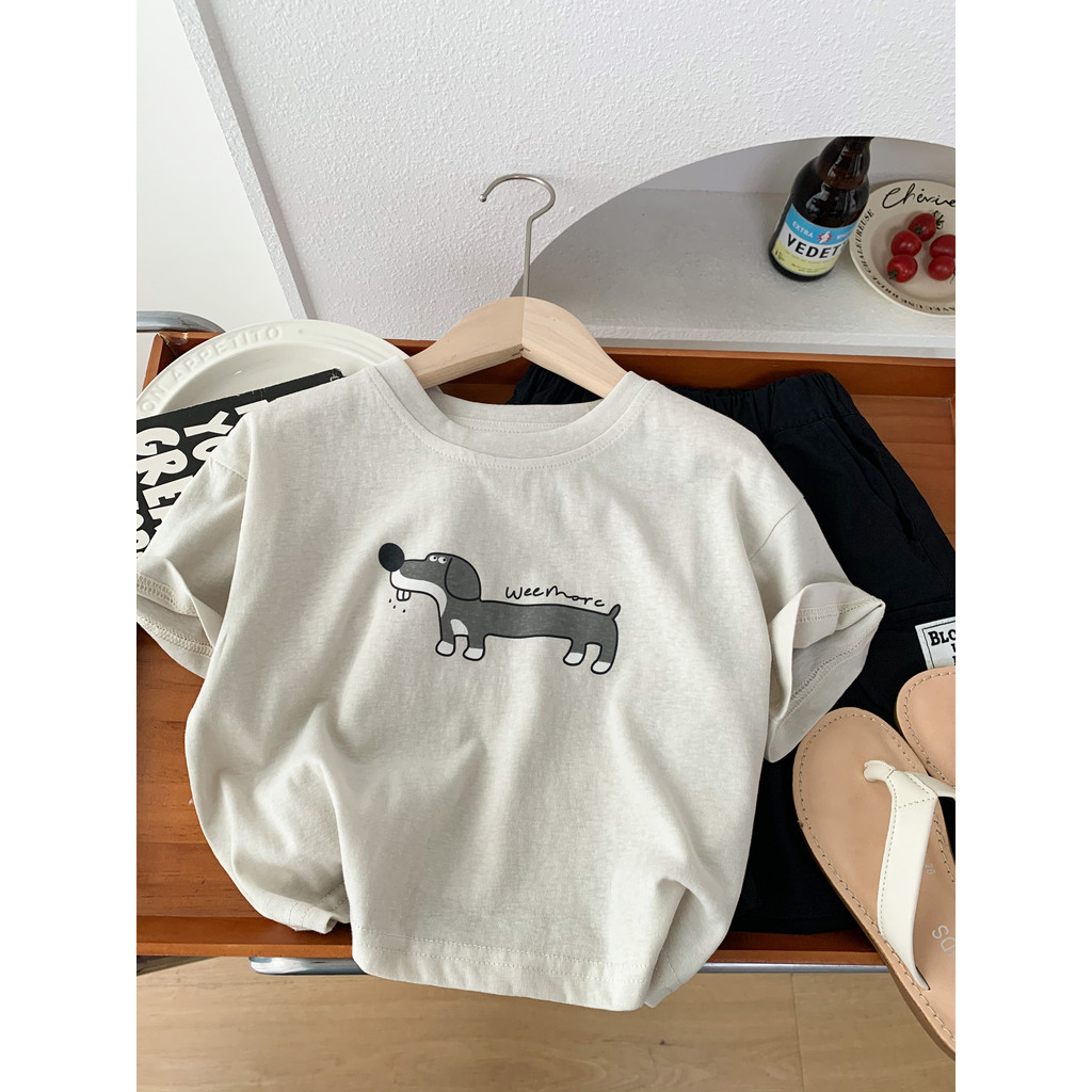 Meninos verão camiseta de manga curta 2026 novo estilo crianças versão coreana solta estilo fino dos desenhos animados e