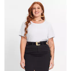 Blusa Feminina Plus Size Secret Glam Branco