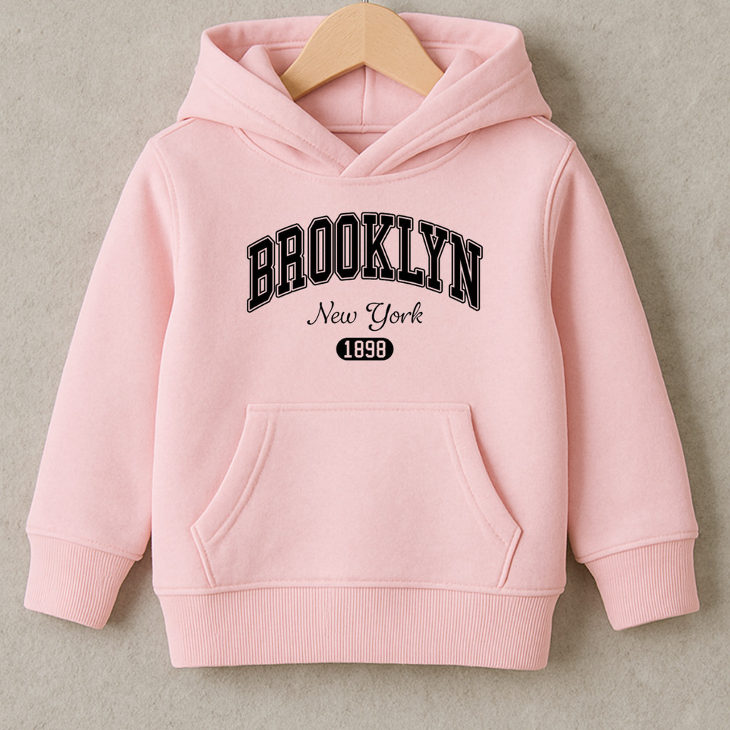 Agasalho Infantil Blusa de Frio Canguru Moletom Premium Com Capuz Flanelado 100% Algodão BROOKLYN NEW YORK