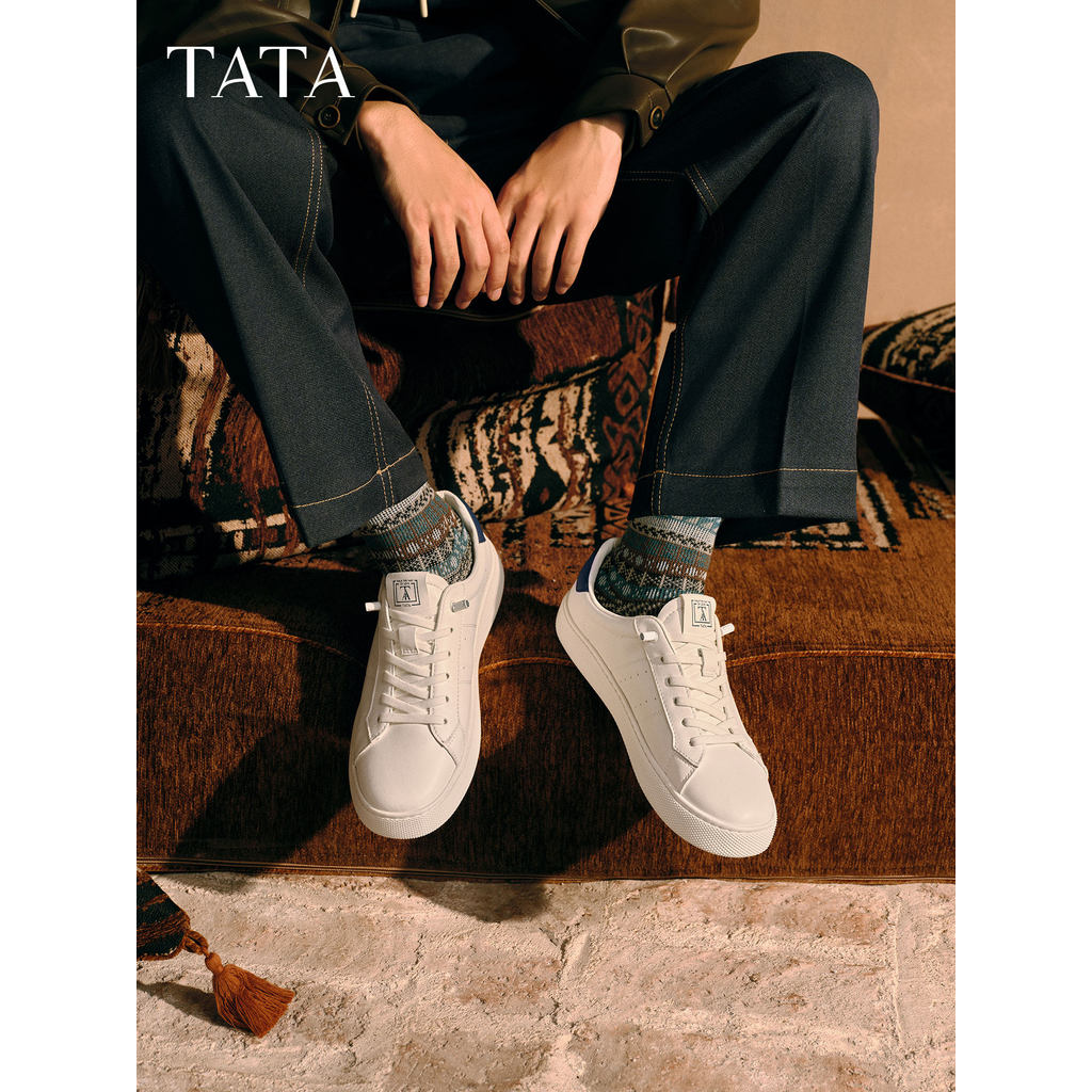 TATA Hehe Sapatos Masculinos Sapatos Únicos Inverno Novo Estilo Tênis Confortáveis All-Match Sapatos Casuais Branco Moda