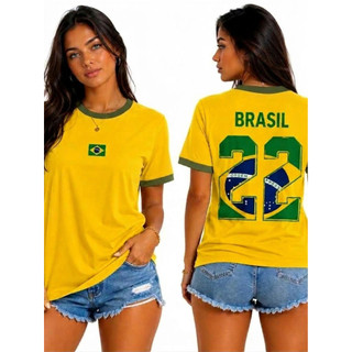 Camiseta Unissex Com Bandeira Brasileira Estampa 22 Brasil Blusa Casual 100% Algodão Premium Confortável Jair Messias