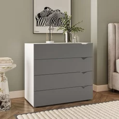 Cômoda 4 Gavetas 83,8cm X 90cm Porto Branco/Cinza