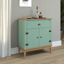 Aparador - Colonial 80x90x41 cm 1 Gaveta 2 Portas Verde/Mel/Oliva Mel/Oliva