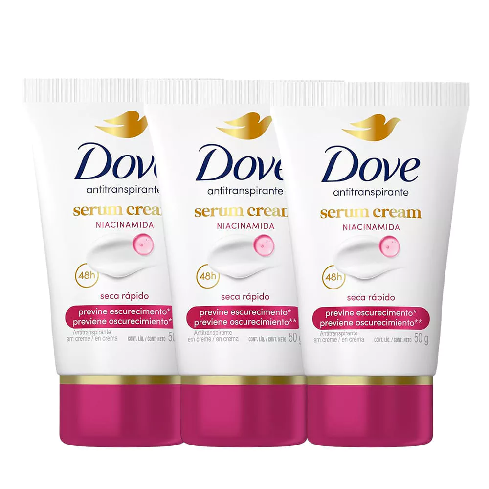 Kit Desodorante Dove Sérum Creme Previne Escurecimento Niacinamida 50g - 3 Unidades