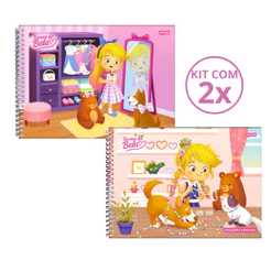 Kit 2 Cadernos De Desenho Universitário Turma Da Bela 80 Folhas - Jandaia