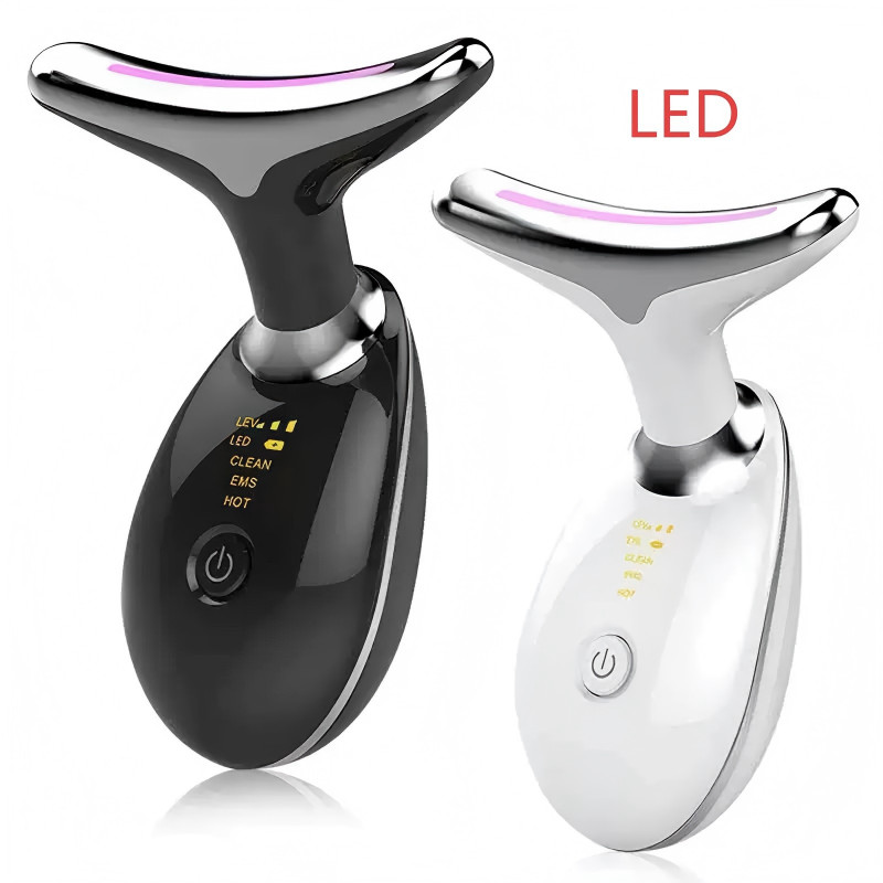 Portátil Beleza Pele Firmeza Pescoço Com Led Vibração Fóton Levanta A Anti-Rugas Remover Massageador