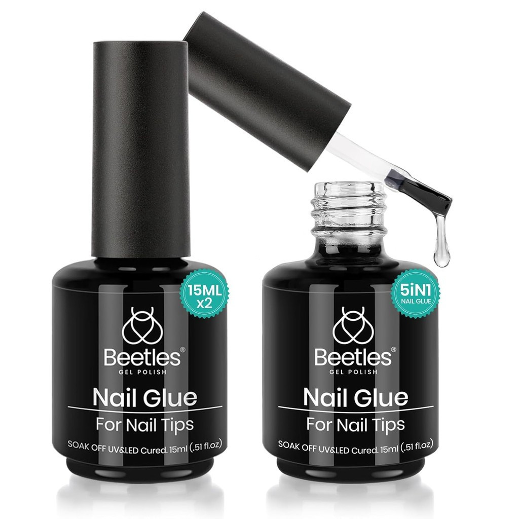 beetles Gel Polish 2 Pcs 15ml Kit De Cola Para Unhas Acrílicas , Escova Super Forte 5 Em 1 De Falsas