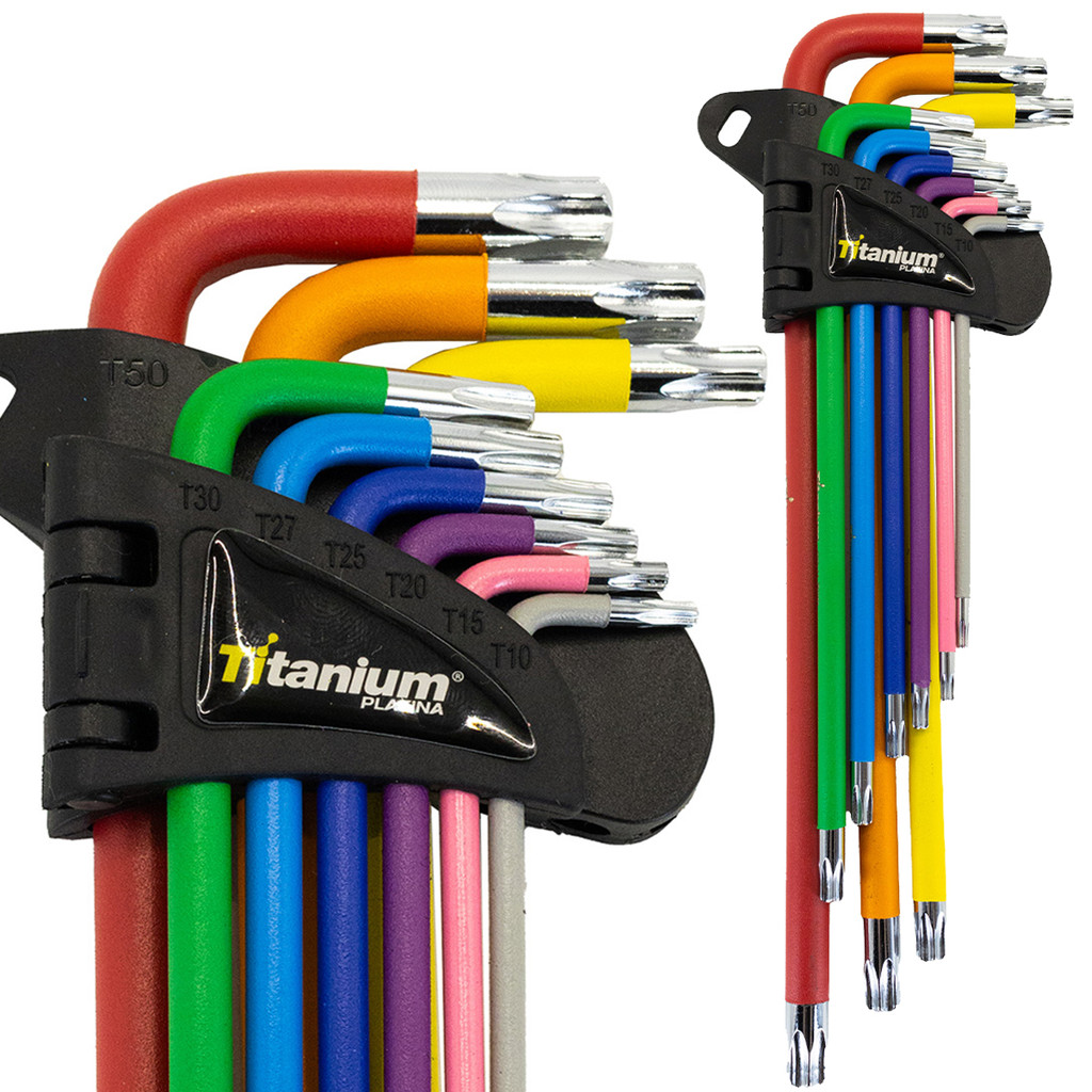 Jogo Chaves Torx Extra Longas Coloridas T10 A T50 9 Peças Platina em Oferta na Shopee