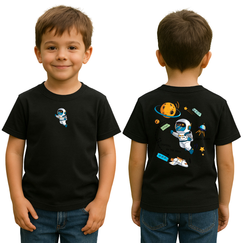 Camisa Infantil e Juvenil Masculina Estampado Astronauta Camiseta Blusa Masculina Feminina