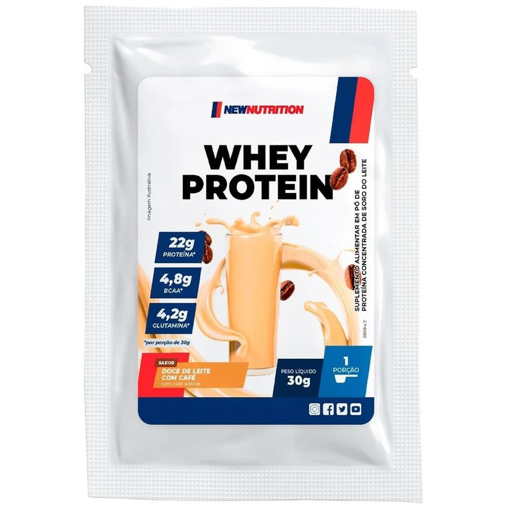 Whey Protein Concentrado - 1 Sachês 30g Doce de Leite com Café - NewNutrition em Oferta na Shopee
