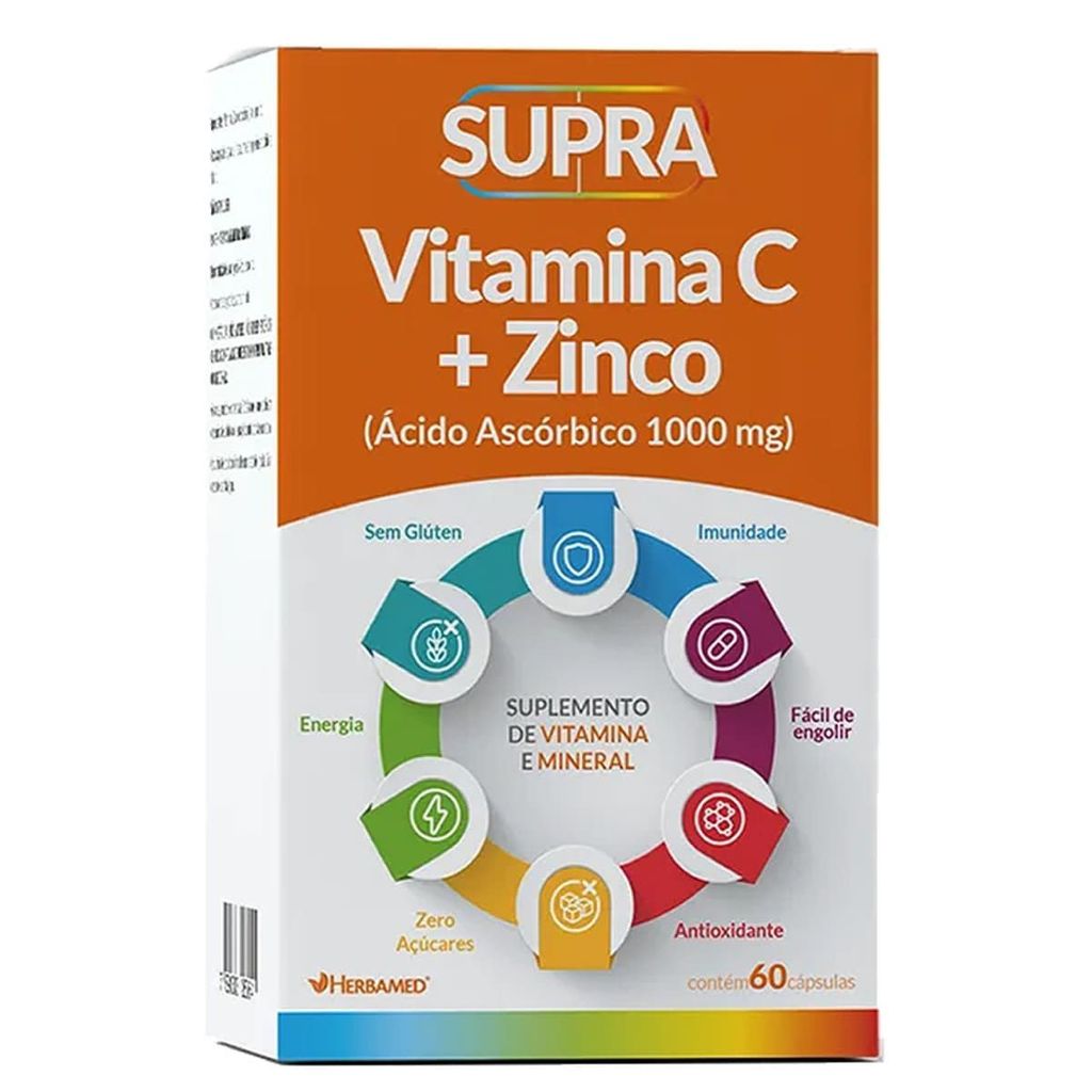 Supra Vitamina C + Zinco - 60 Cápsulas - Herbamed em Oferta na Shopee