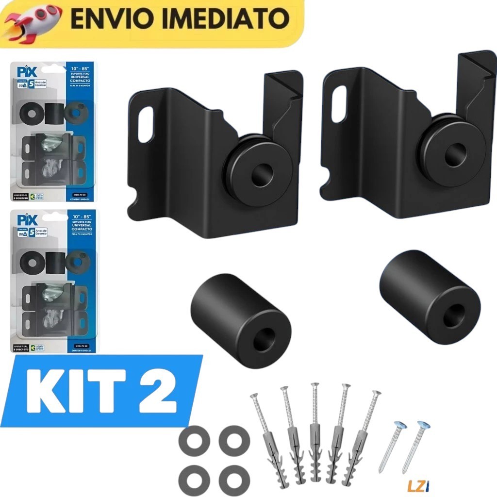 KIT Suporte Universal Fixo P/ Smart TV LED LCD 4K Parede Painel 10 24 32 43 50 55 60 75 100 Polegadas