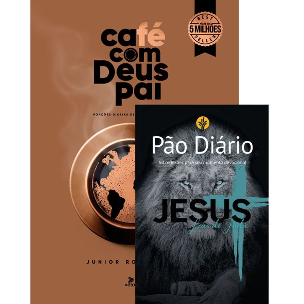Kit 2 Livros | Café com Deus Pai Porções de Transformação + Pão Diário 90 Reflexões Capa Leão de Judá em Oferta na Shopee