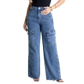 Calça Jeans Sawary Wide Leg - 280998 em Oferta na Shopee