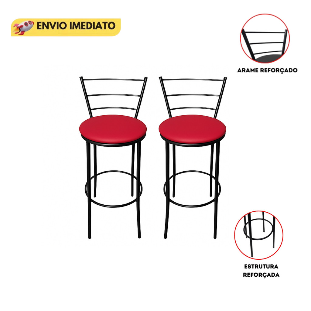 2 Banquetas Bancos Para Cozinha Americana Bancada Bar Balcão Com Encosto em Oferta na Shopee