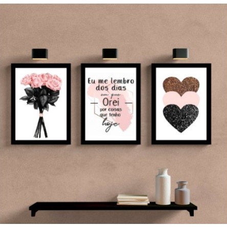 Quadro kit Decorativos 3 peças Sala, Quarto, Escritório Cozinha Área de lazer Decoração Plaquinha 20x30 Flores, eu me le