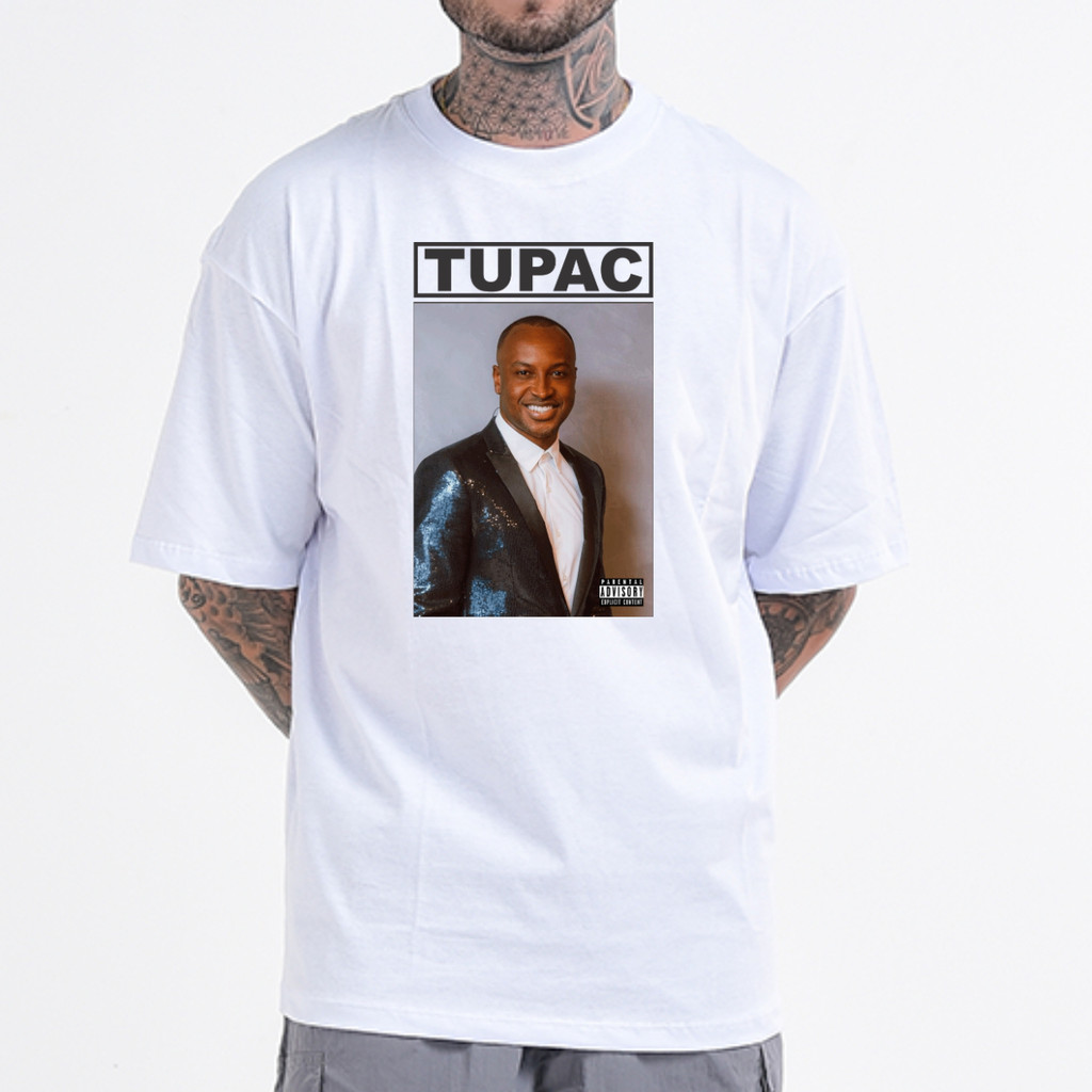 Camiseta De Algodão Estampa Tupac Estilo Streetwear Em Dtf.