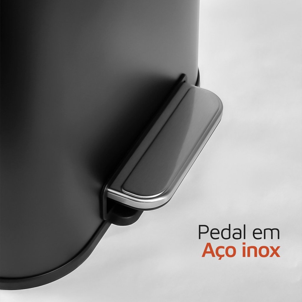 Lixeira Retangular 20L Black Com Pedal Solo