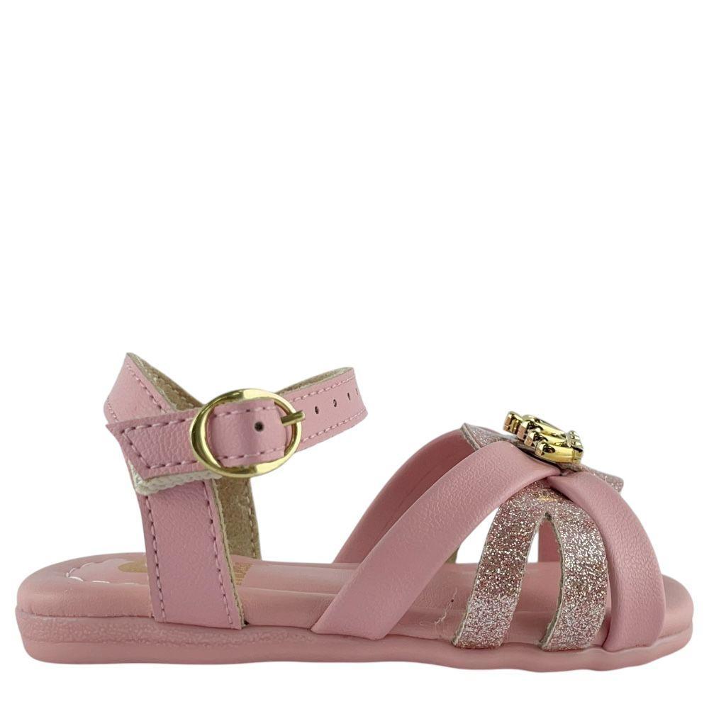 Sandália Molekinha Infantil Princesa Rosa Glitter Ajustável por Fivela 2114283