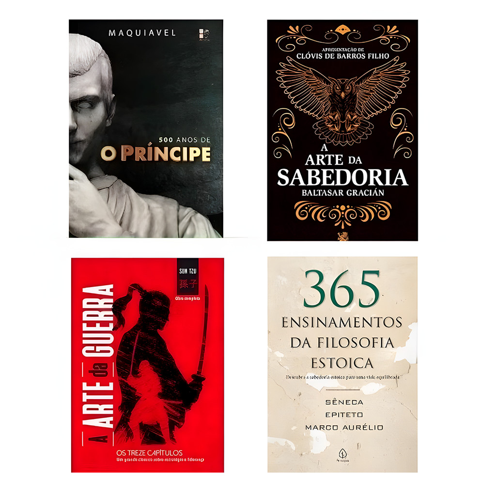 Kit A arte da guerra + Arte da sabedoria + O Príncipe + 365 Ensinamento Filosofia Estoica - 4 Livros