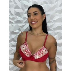 Sutiã Sem Bojo Com Renda Bordada Poliamida Confortável Alças Ajustáveis Feminino Promoção