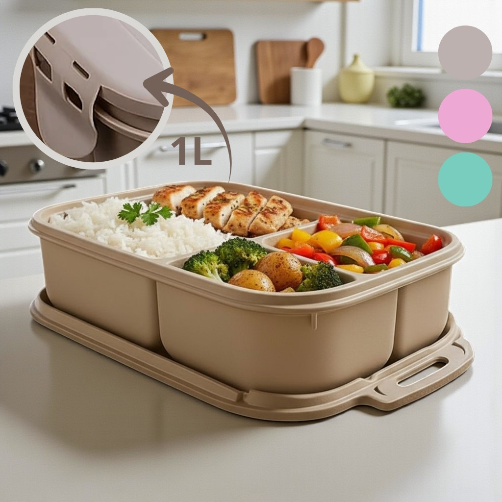 Imagem Marmita Hermética 1L com Divisórias para Micro-ondas e Freezer