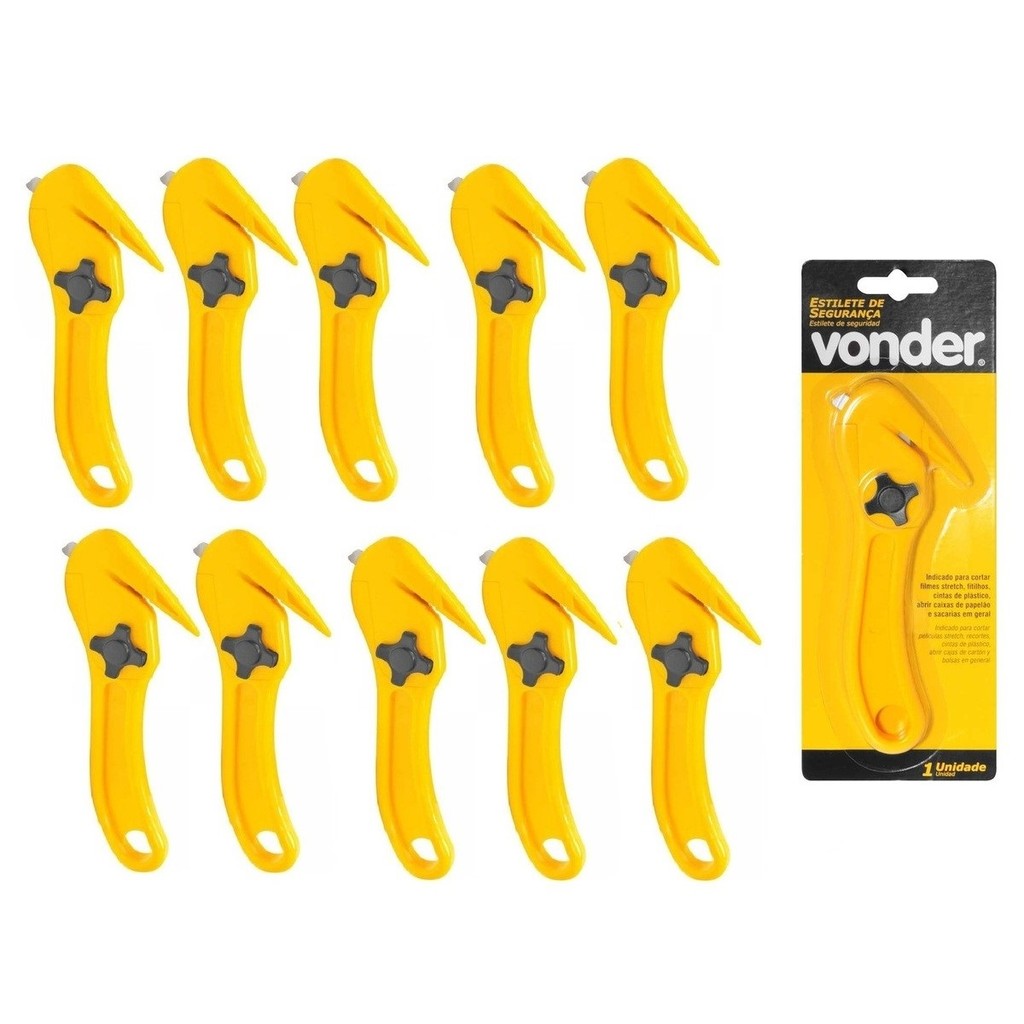 Kit 20 Estilete De Segurança Lâmina 9mm Bico De Pato Vonder